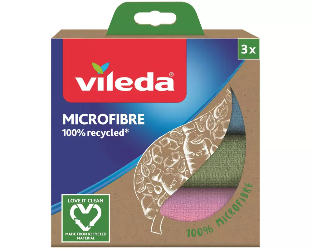 Vileda Allzwecktuch Recycled 3 Stück, Blau/Grün/Violett