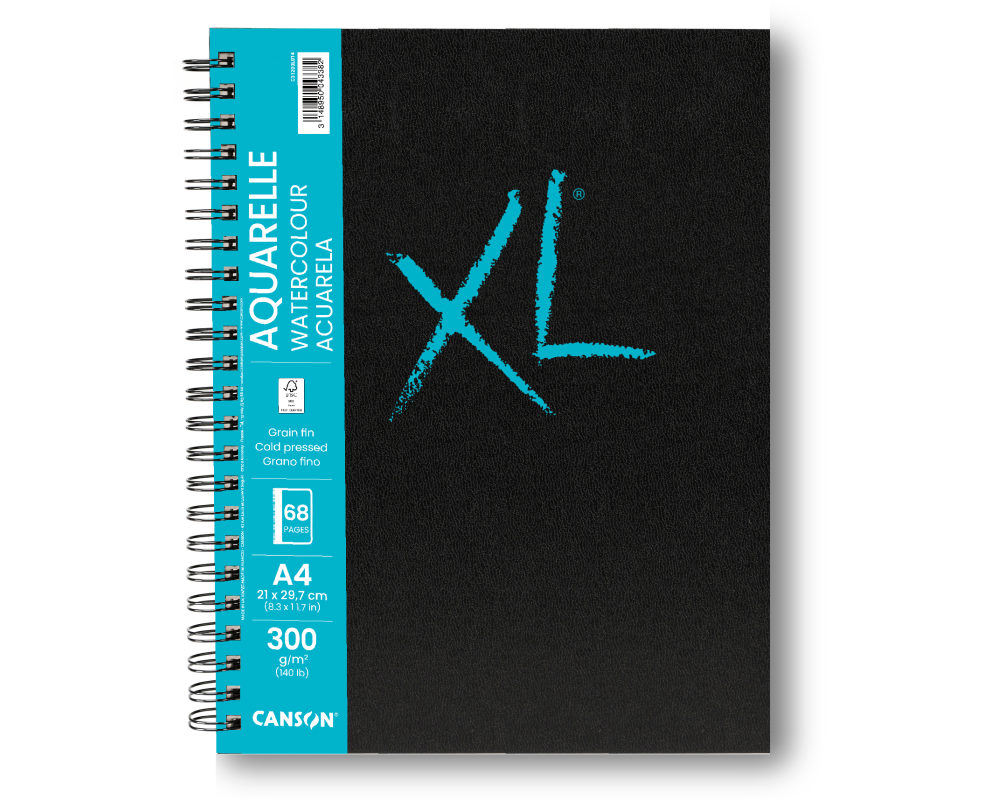 CANSON XL Aquarell Book A4 31200L014 68 Blatt, weiss, 300g