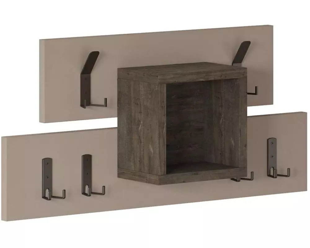 Woody Fashion Wandgarderobe Lumina 6 Haken, Braun