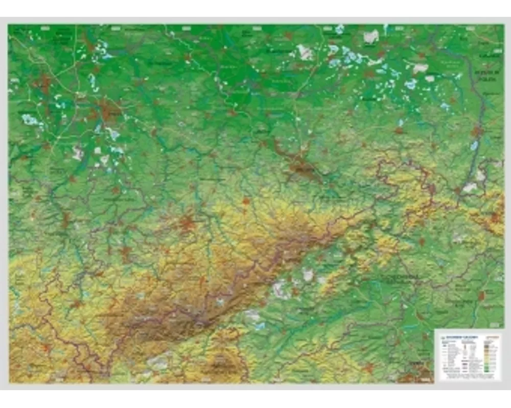 Reliefkarte Sachsen klein 1 : 650.000