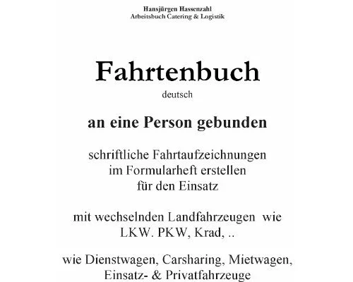 KFZ Fahrtenbuch & Fahrtaufzeichnung Carsharing/Mietwagen