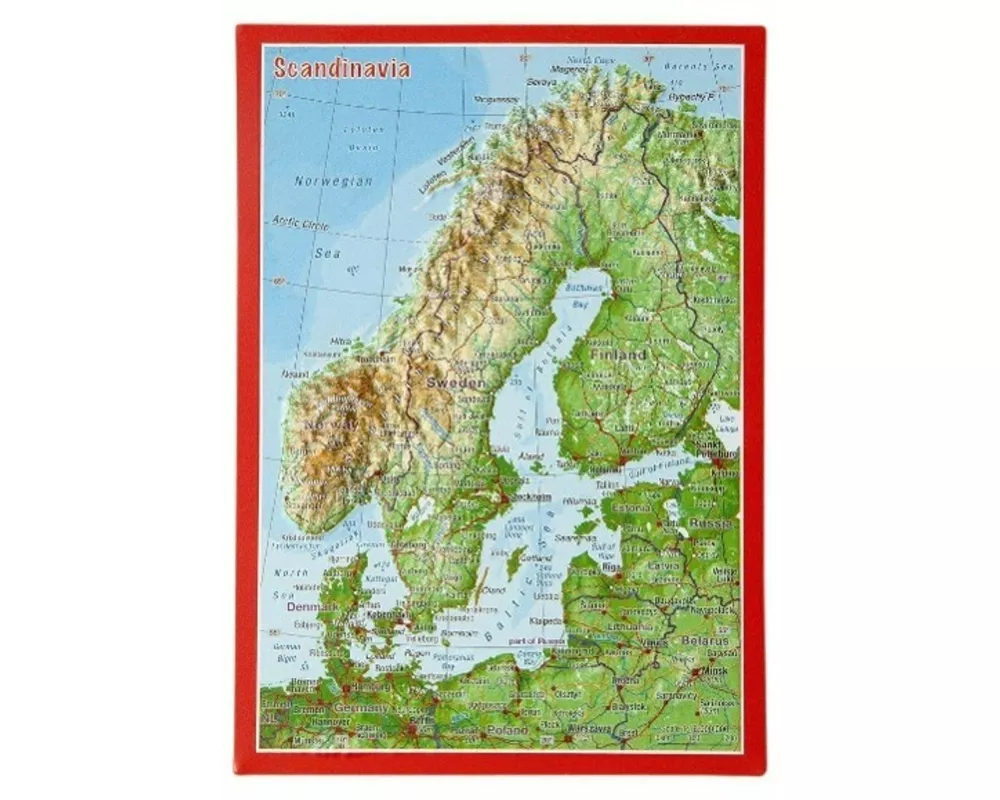 Reliefpostkarte Skandinavien