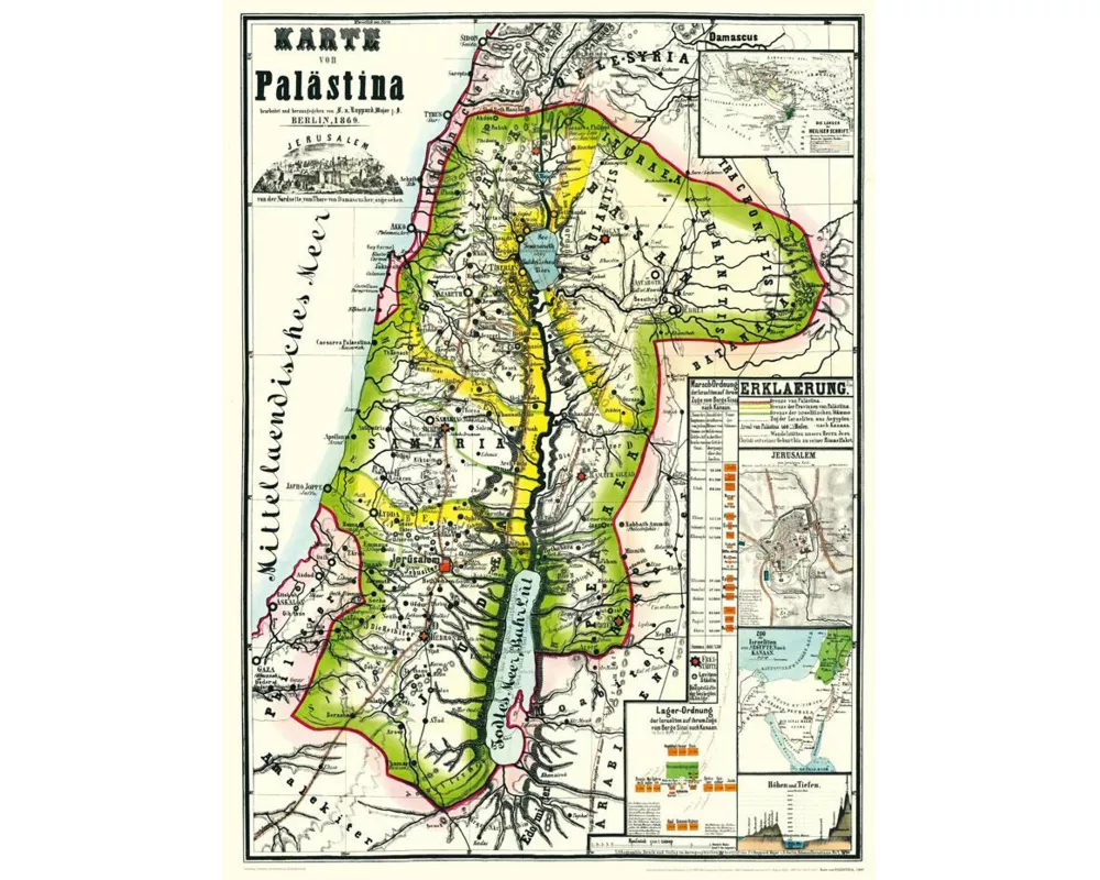 Historische Karte von PALÄSTINA 1869 (Plano)