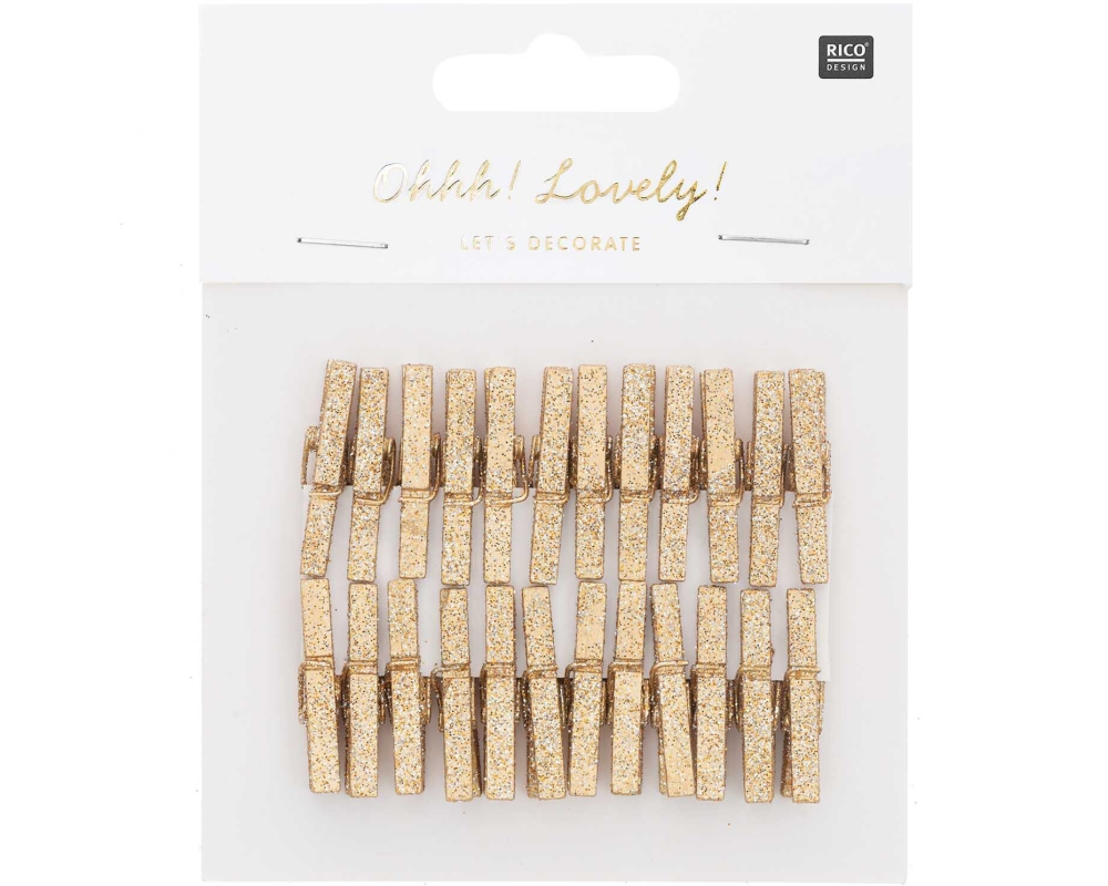 RICO DESIGN Deko-Clips Glitter 3cm 7040.30.88 gold 24 Stück