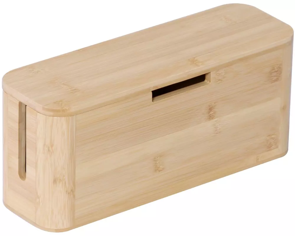 relaxdays Kabelbox Kabelbox Bambus Hellbraun