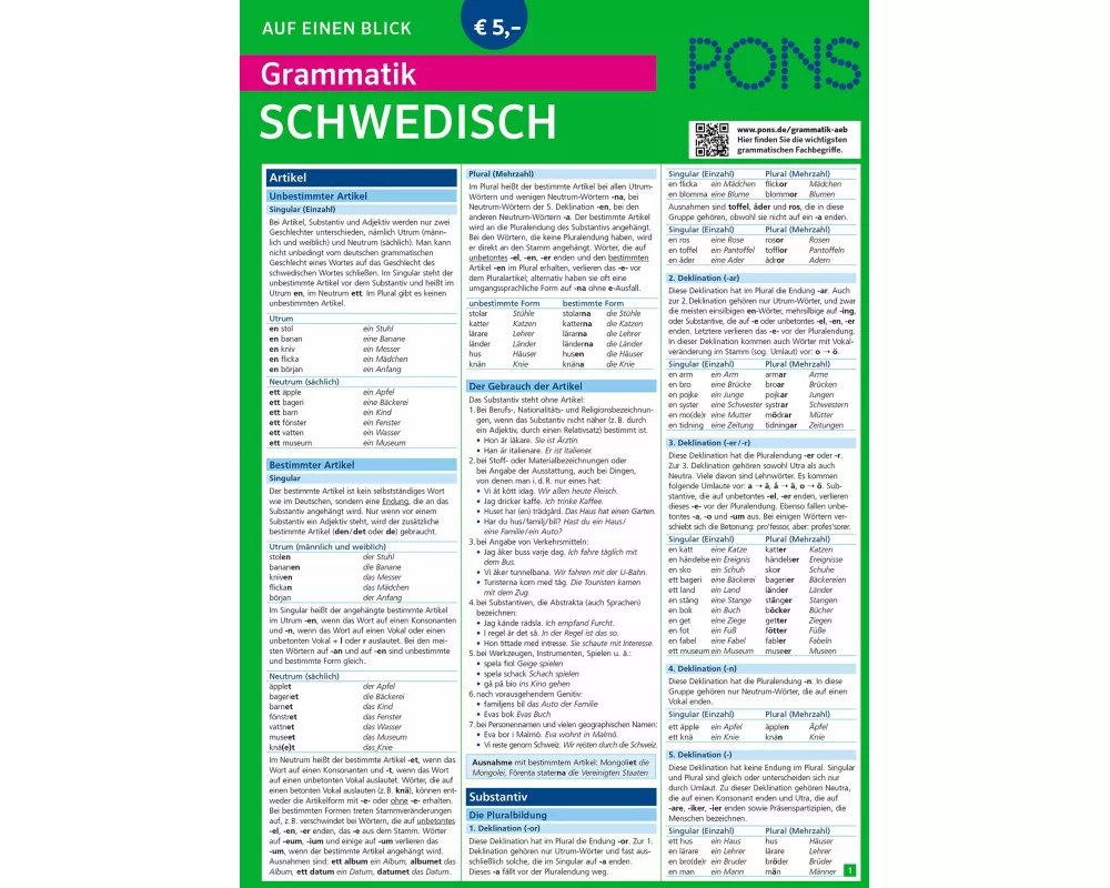 PONS Grammatik auf einen Blick Schwedisch