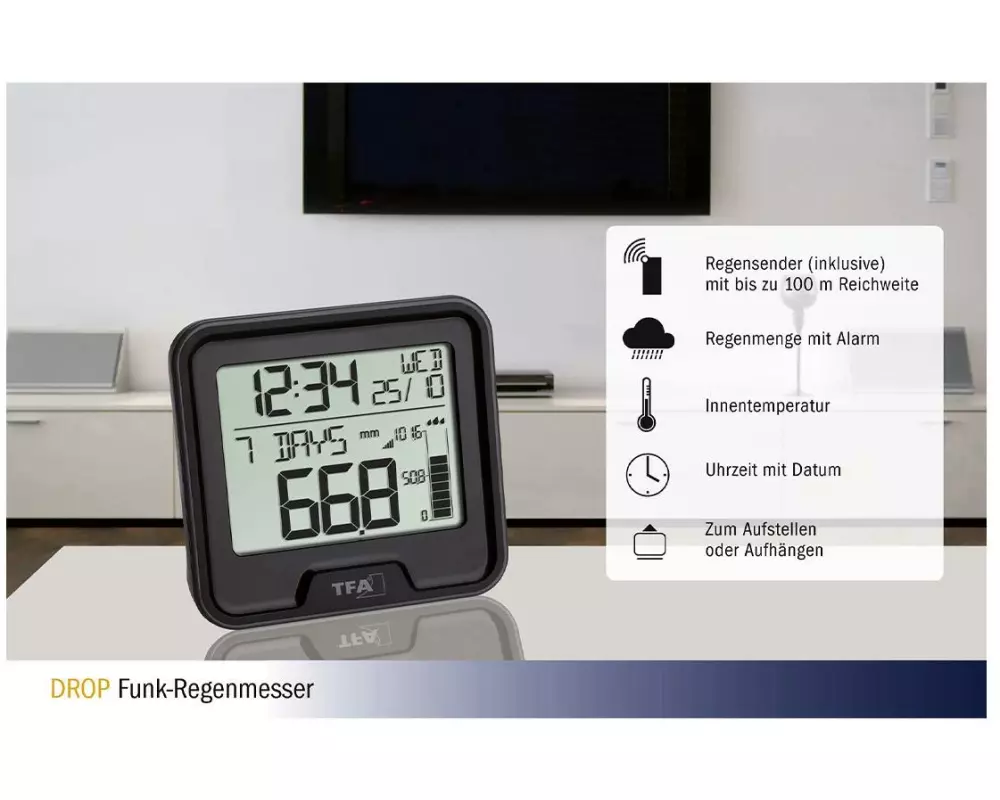 TFA Dostmann Regensensor DROP 47.3005 Schwarz