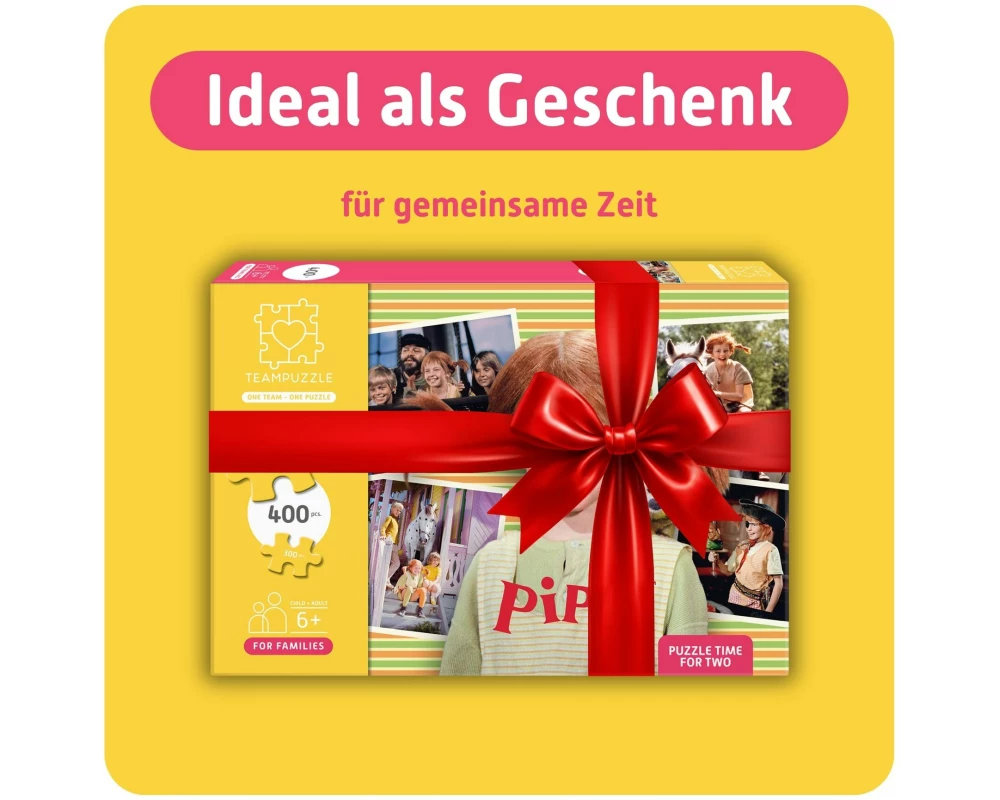 Teampuzzle Puzzle Pippi Langstrumpf inklusive 2 Poster und 2 Beutel