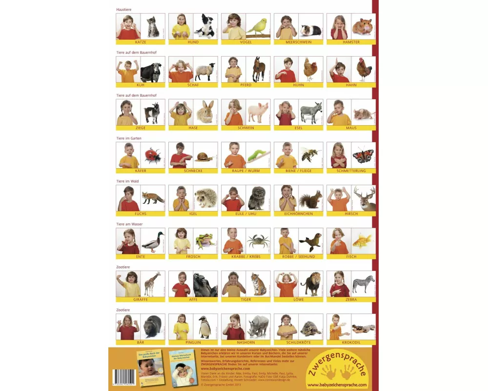 Babyzeichen-Plakat: Tierzeichen