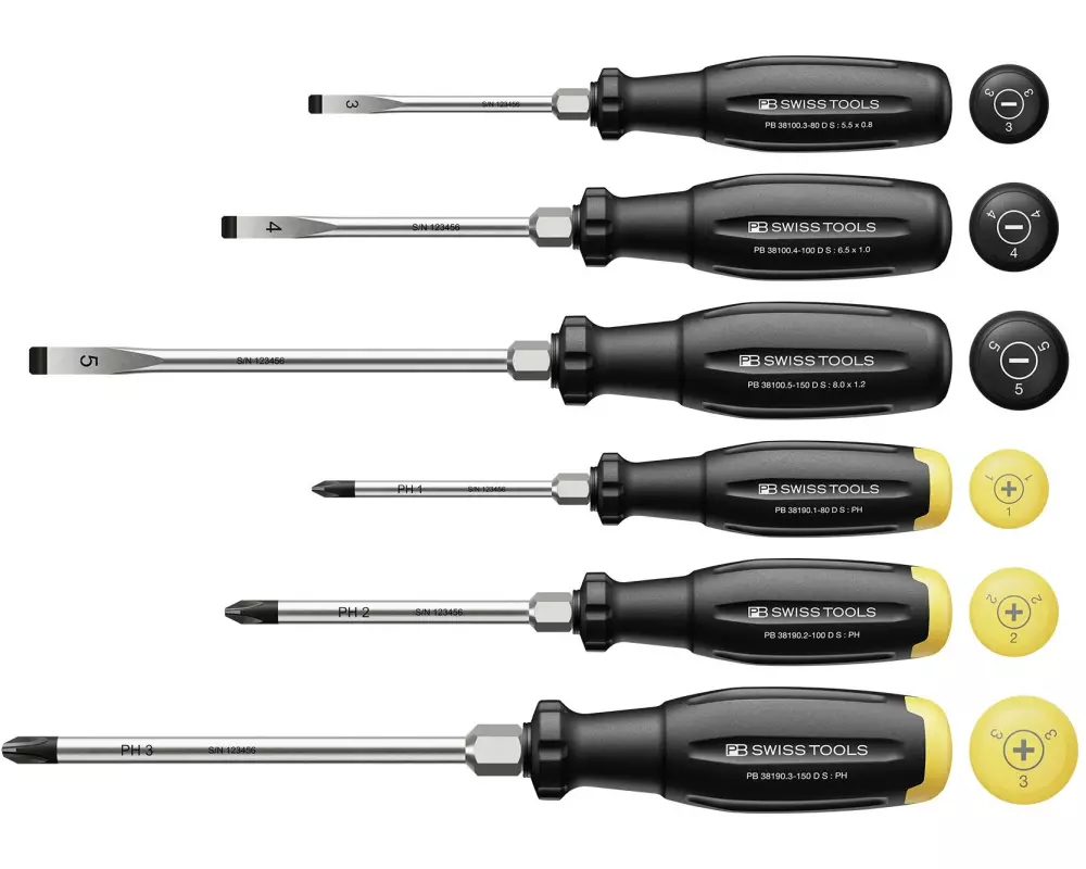 PB Swiss Tools Schraubenzieher-Set SwissGrip Evo Schlitz Phillips