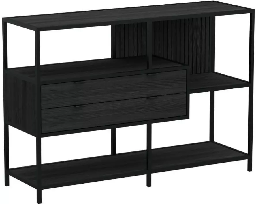 AC Design Regal Seaford Schwarz, 114 x 35 x 78 cm