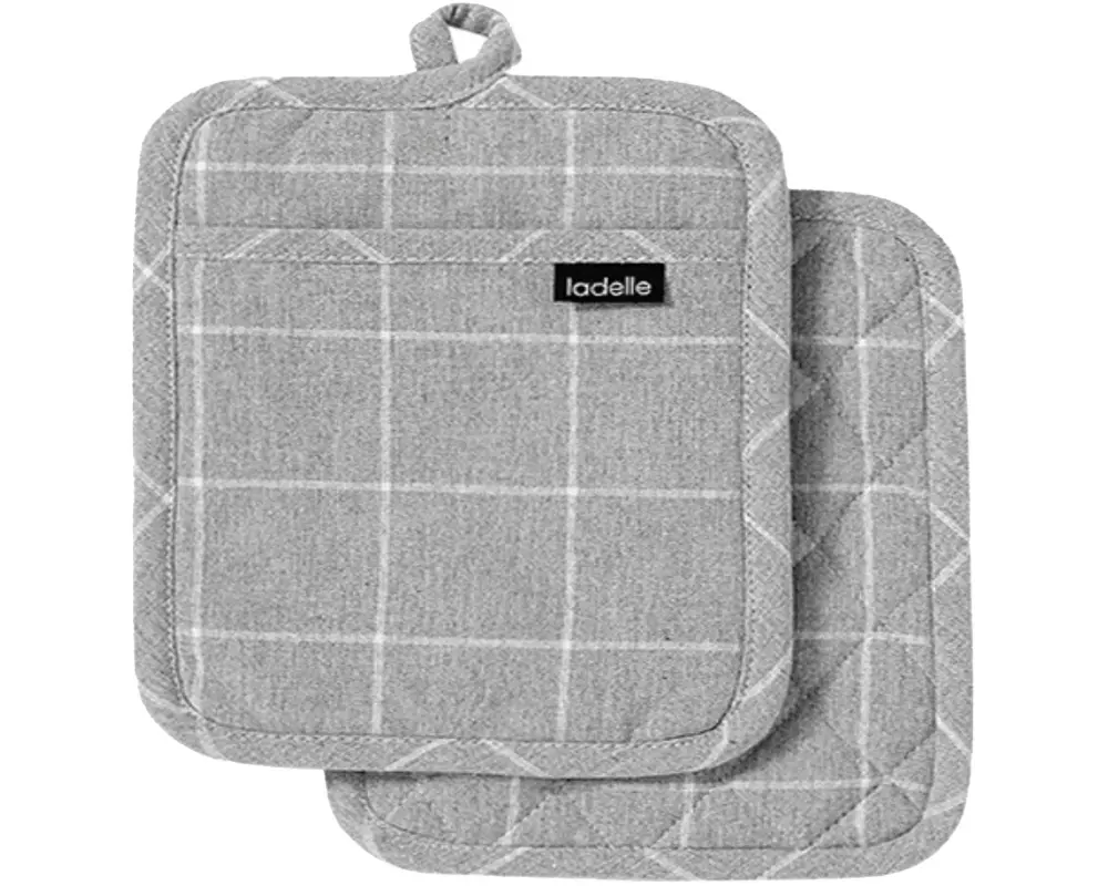 Ladelle Topflappen Eco Check 2 Stück, Grau