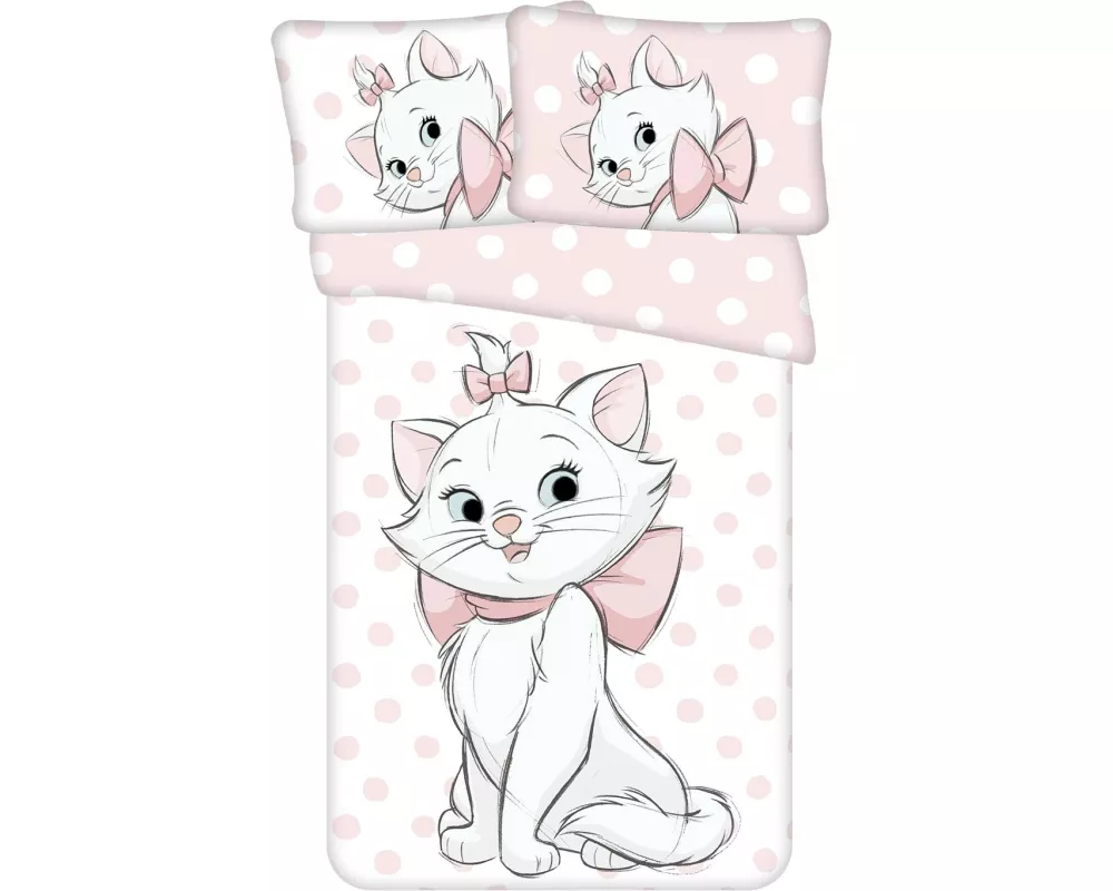Jerry Fabrics Kinderbettwäsche Marie Cat Dots 100 x 135 cm + 40 x 60 cm