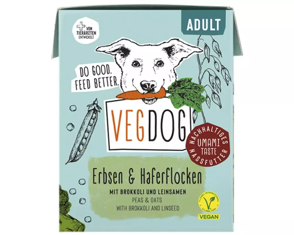 Vegdog Nassfutter Adult Erbsen + Haferflocken, 10 x 390g
