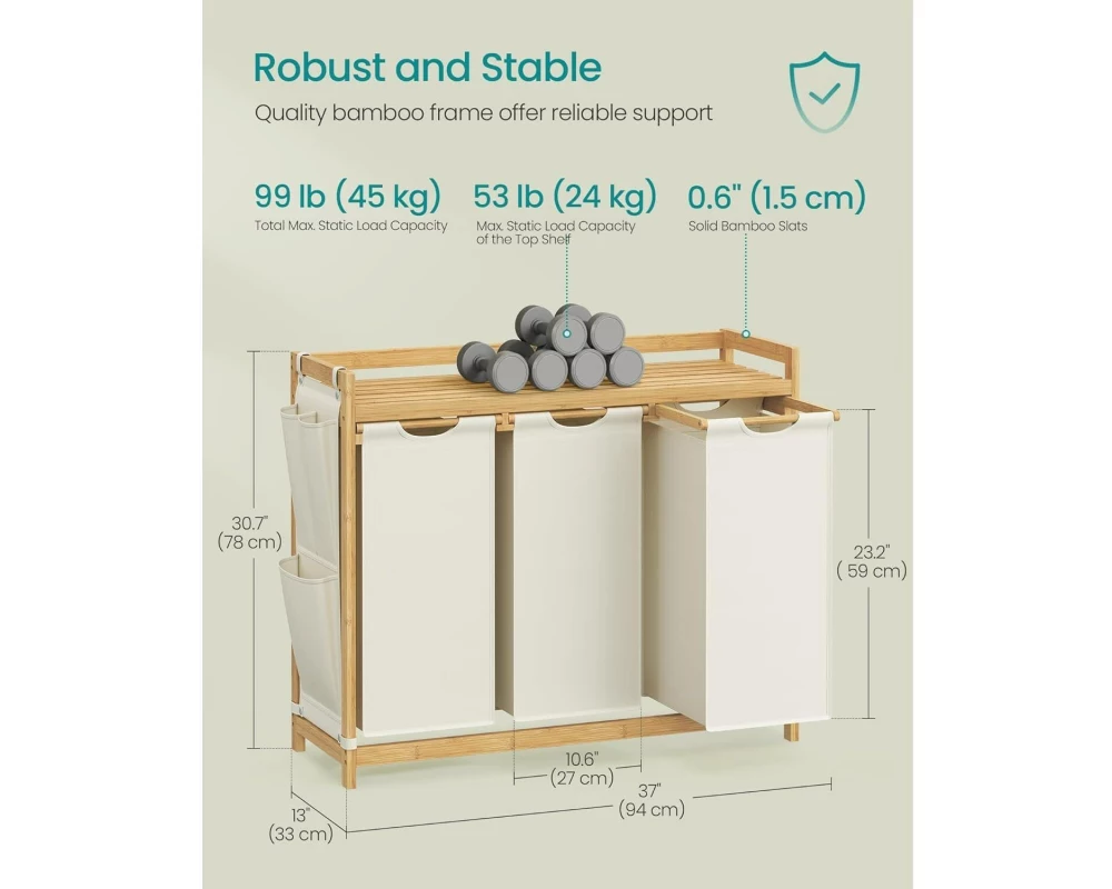 Songmics Wäschekorb 150 l, Weiss