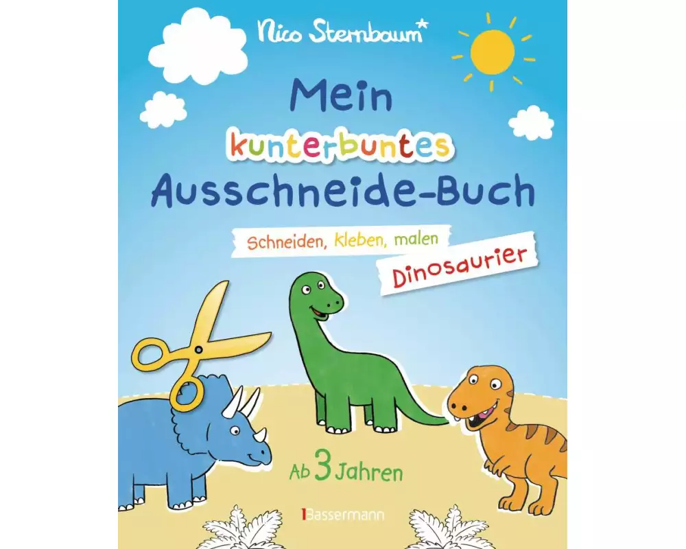 Mein kunterbuntes Ausschneidebuch - Dinosaurier. Schneiden, kleben, malen für Kinder ab 3 Jahren. Mit Scherenführerschein