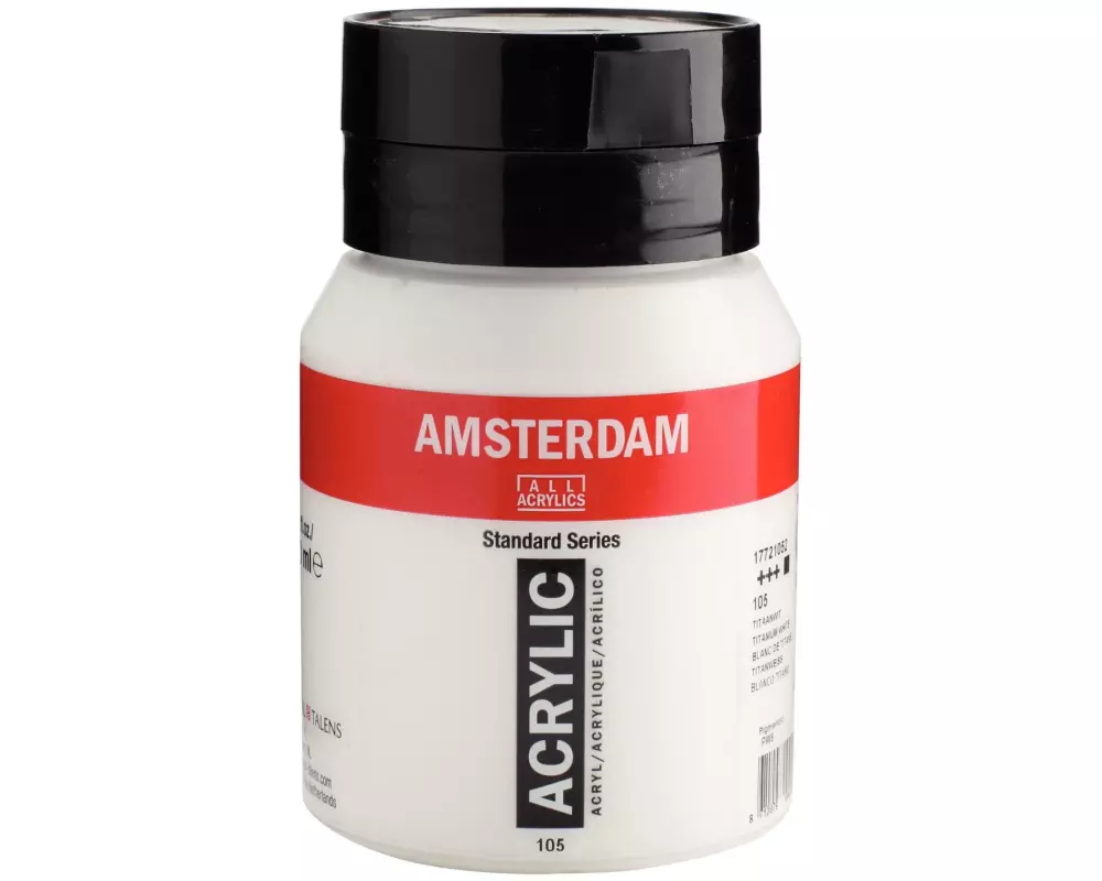 Amsterdam Acrylfarbe Standard 105 Titanweiss deckend, 500 ml