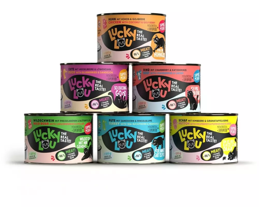 Lucky Lou Nassfutter SuperMono Multipack, 6 x 200 g