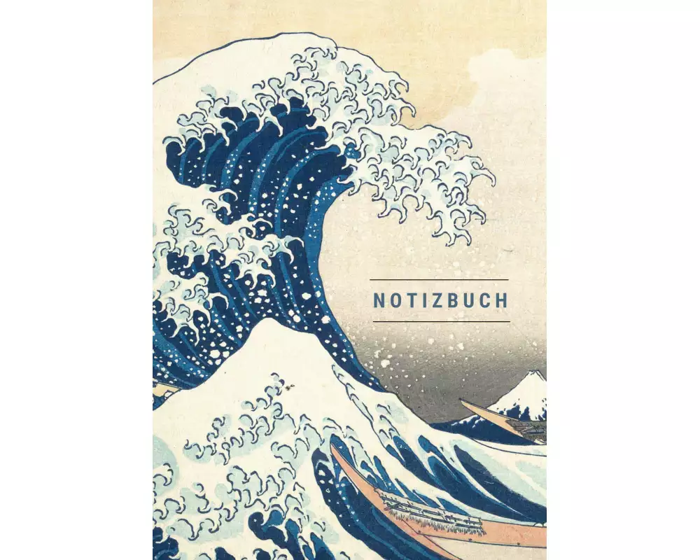 Notizbuch klein A5 Blanko - Notizheft 44 Seiten 90g/m² - Softcover Hokusai "Die große Welle vor Kanagawa" - FSC Papier