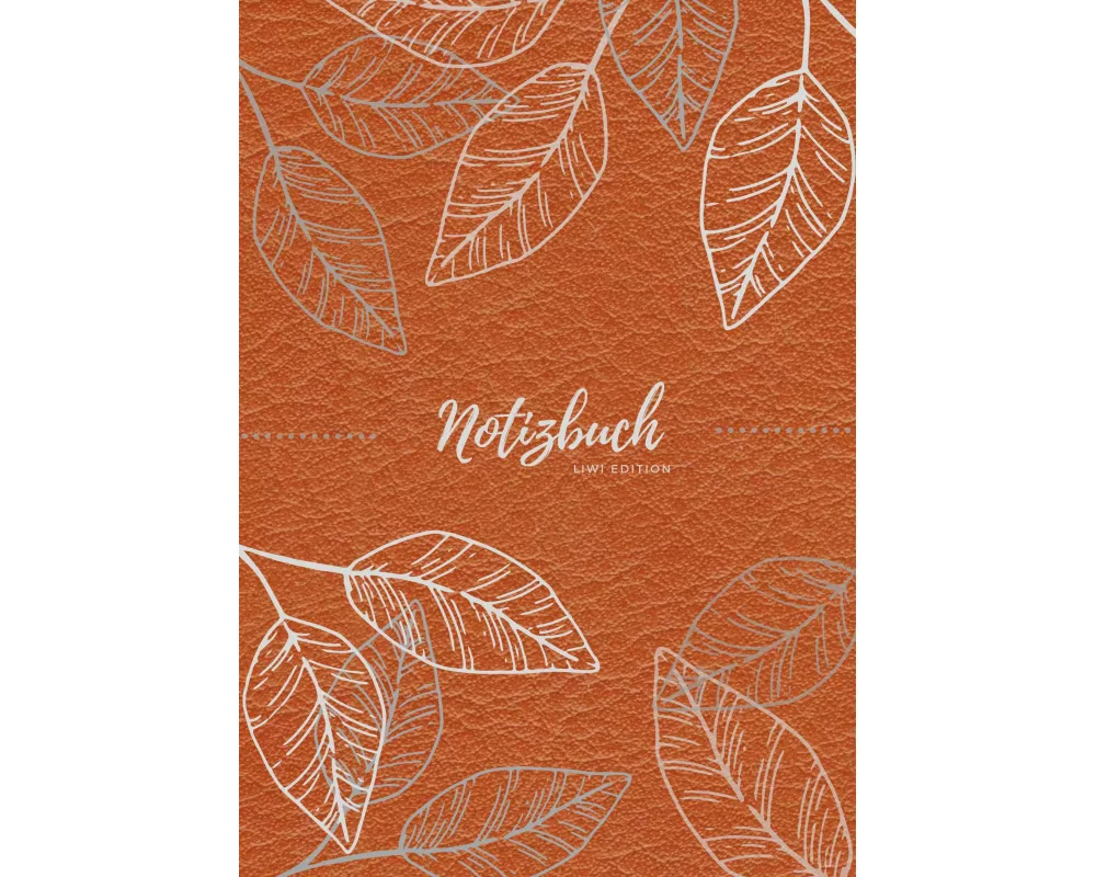 Notizbuch Tagebuch A5 liniert - 100 Seiten 90g/m² - Soft Cover - Silberne Blätter auf braun - FSC Papier