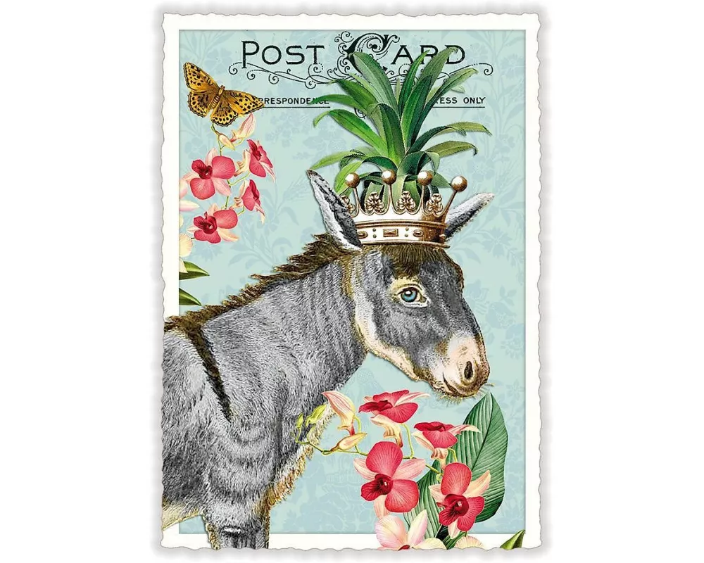 Postkarte / Esel / hoch / blanko