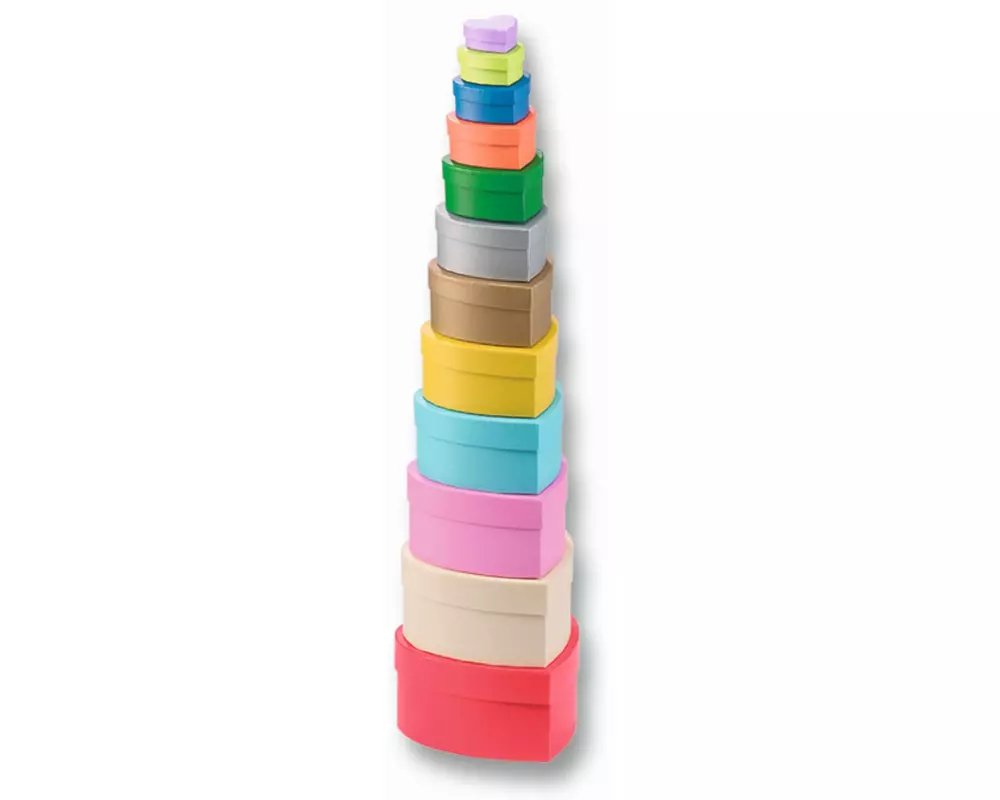 Folia Papp-Schachtel 12-teilig Herzen, Farbig