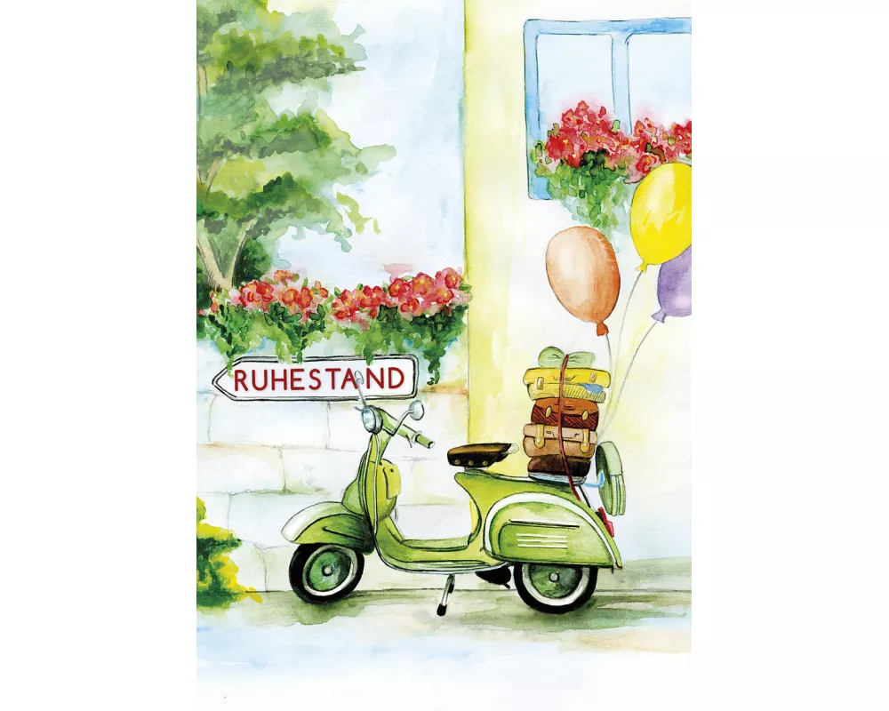 Doppelkarte. Bunte Grsse / Ruhestand / Hoch