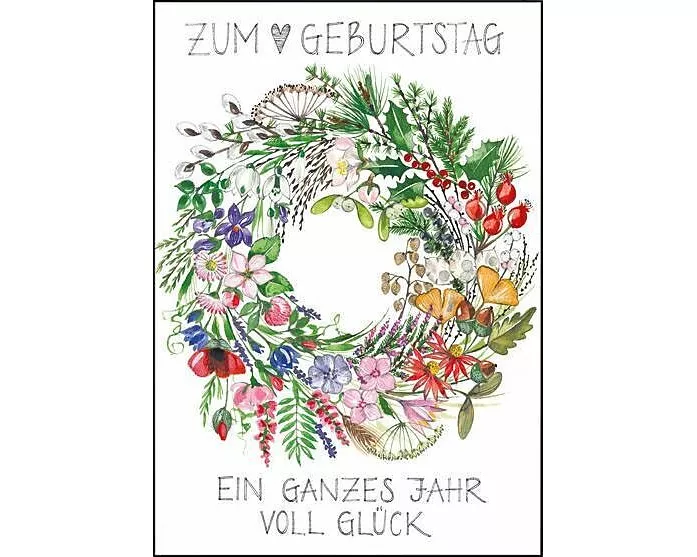 Doppelkarte. Zum Geburtstag (Kranz)