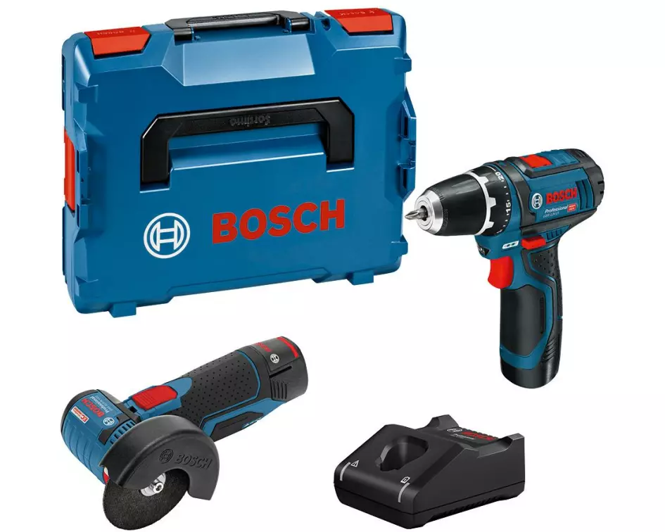 Bosch Professional Akku-Bohrschrauber Set 12 V-GSR+GWS+2 x 2.0Ah