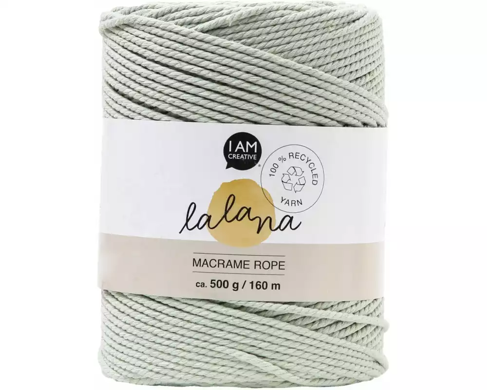 lalana Wolle Macrame rope 2 mm, 500 g, Graugrün