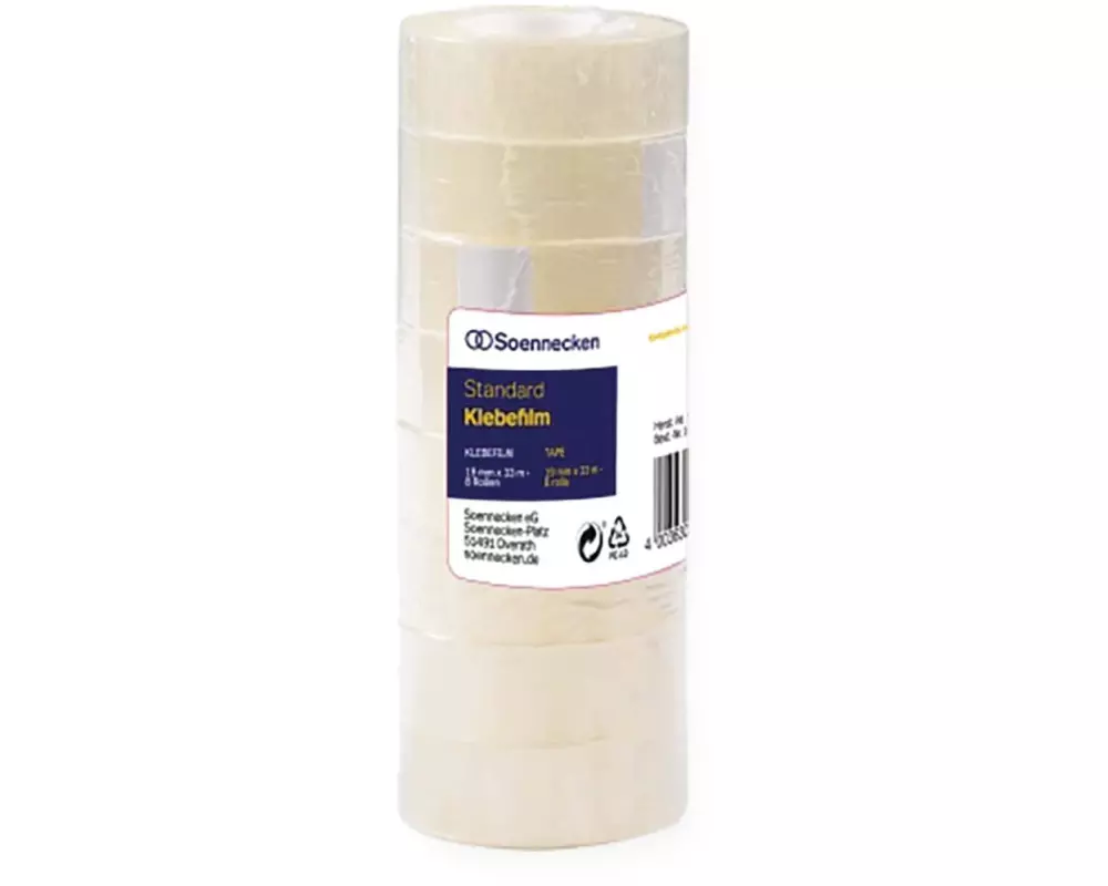 Soennecken Klebeband 8 Stück, 19 mm x 33 m, Transparent