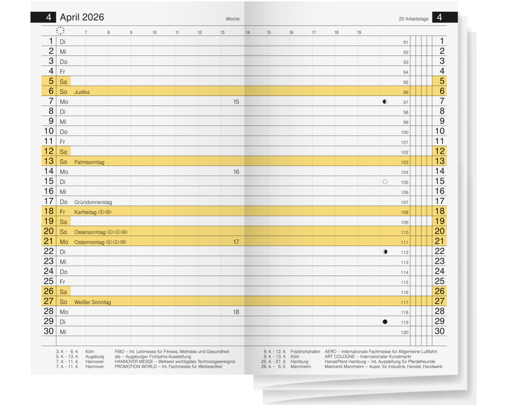 RIDOIDE Miniplaner Ersatz 2026 7045600006.26 1M/2S DE 8.7x15.3cm