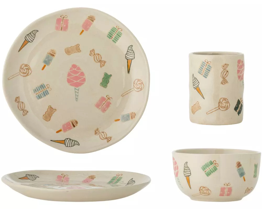 Bloomingville Kindergeschirrset Sweets Natur, Steingut