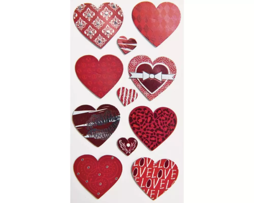 Heyda Motivsticker Mix Herzen, Rot/Weiss