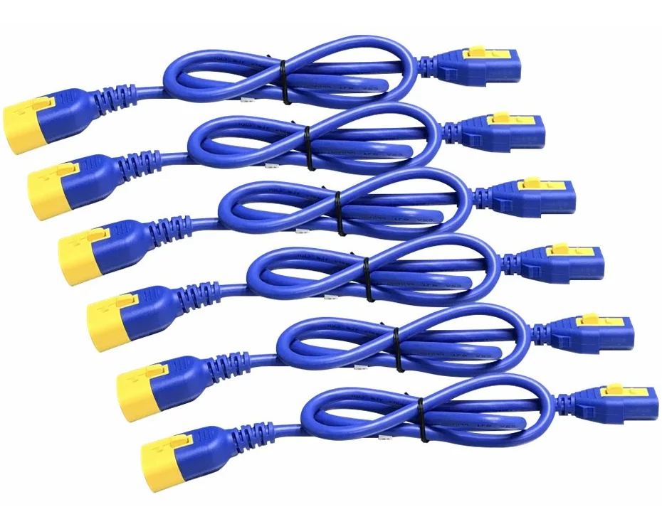 APC Power Cord Kit (6 ea), Locking C13 to C14, color blue Cord Length (1.2 meter), Extension Cable