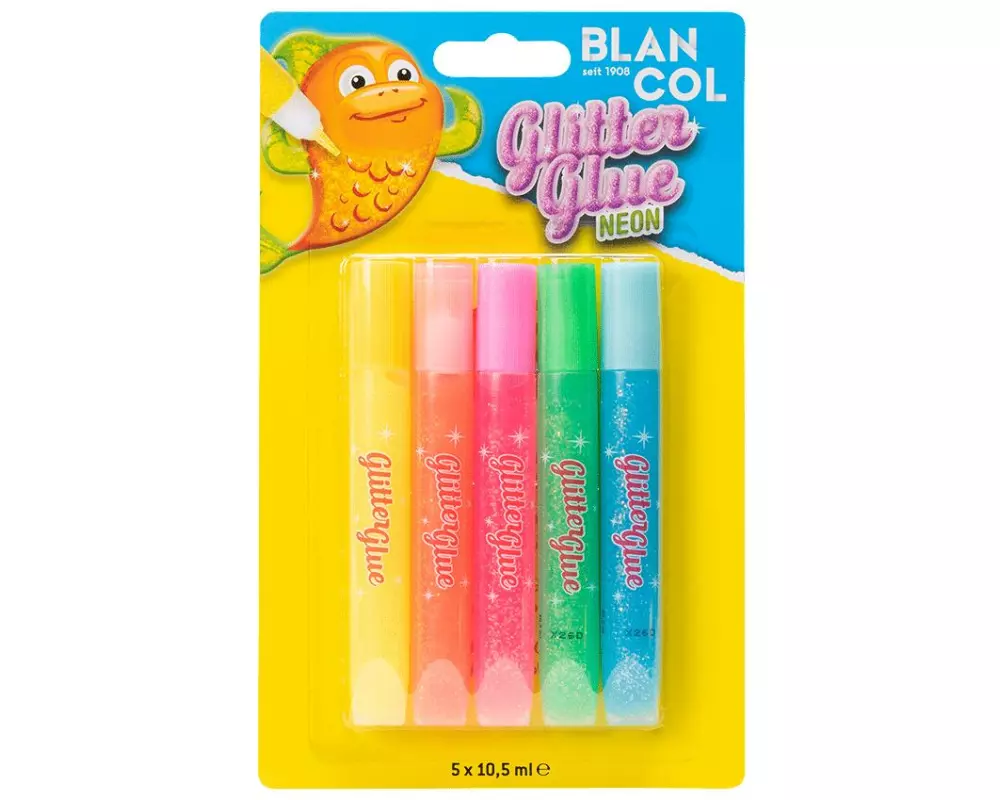 Blancol Glitzerstift Glitter Glue Pen Neon 5 Stück