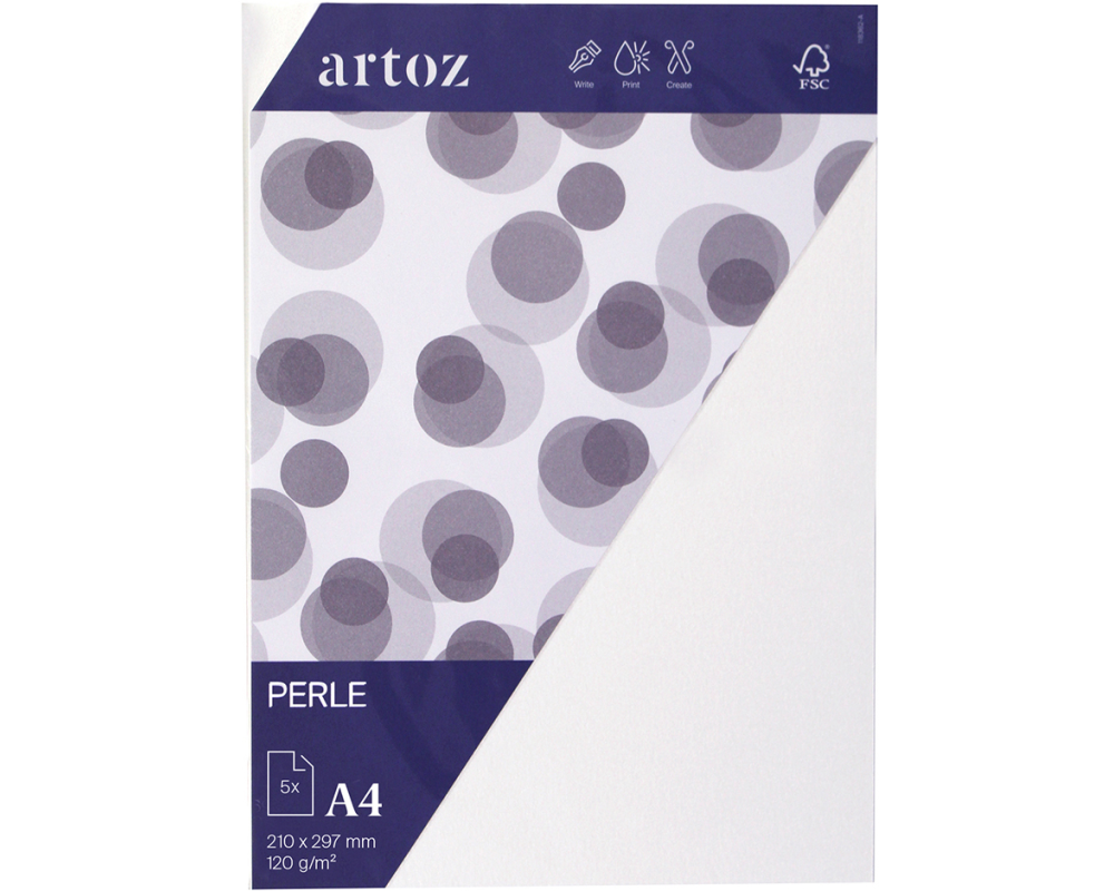 ARTOZ   Papier Perle        A4 - 118796142 120g, weiss      5 Blatt