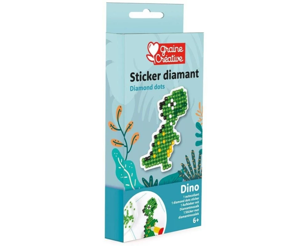 Graine Créative Bastelset Diamond Mosaik Sticker-Set Dinosaurier