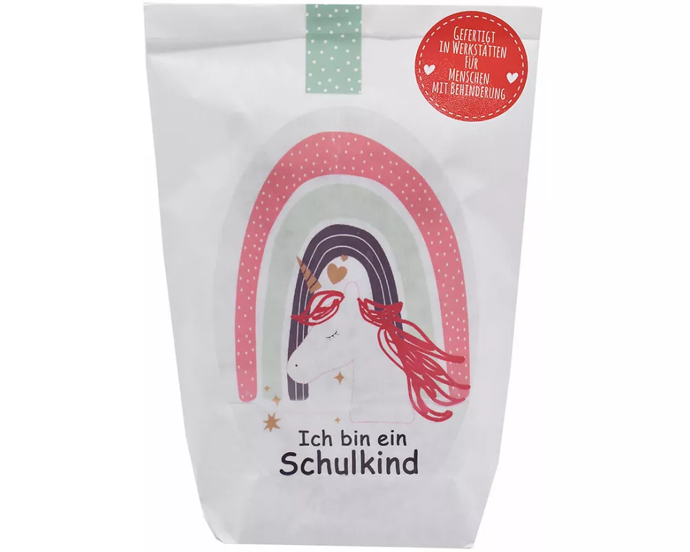 Wundertüte / Ich bin ein Schulkind Wunder- tüte mit Einhorn im Regenbogen