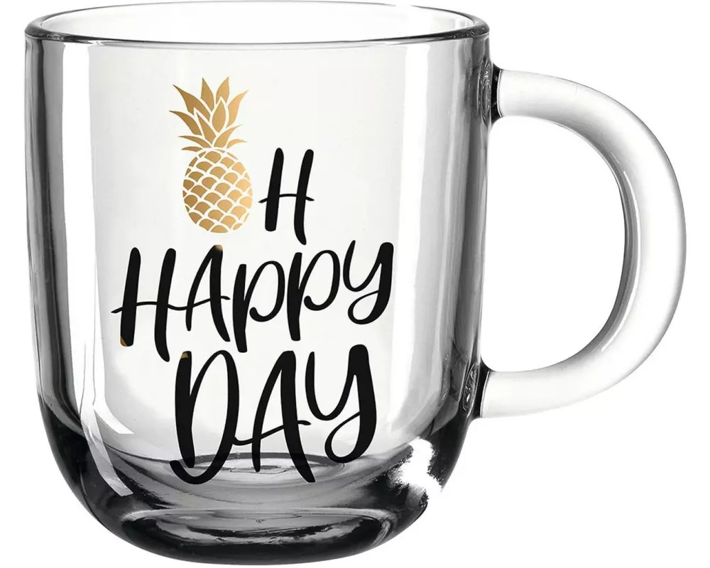 Leonardo Kaffeetasse Napoli Oh Happy 400 ml , 1 Stück, Transparent