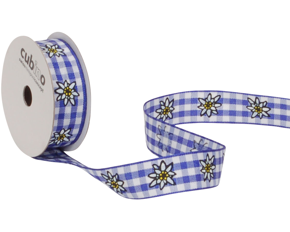 SPYK Band Cubino 15mm/3m 1324.1554 blau/weiss Karo Edelweiss