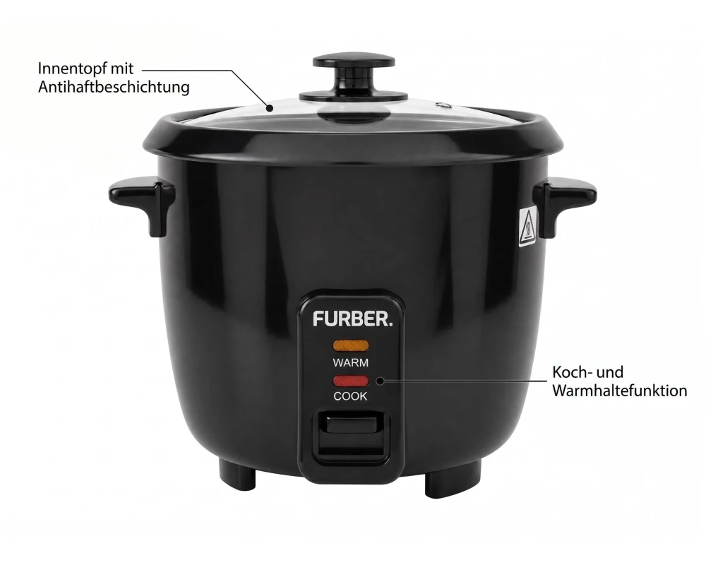 FURBER Reiskocher REN 0.6 l, Schwarz