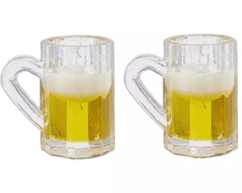 HobbyFun Mini-Utensilien Bierglas 1.5 cm, 2 Stück