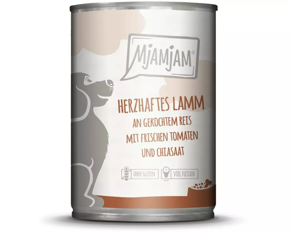 Mjamjam Nassfutter Lamm mit Reis und Tomaten, 400 g
