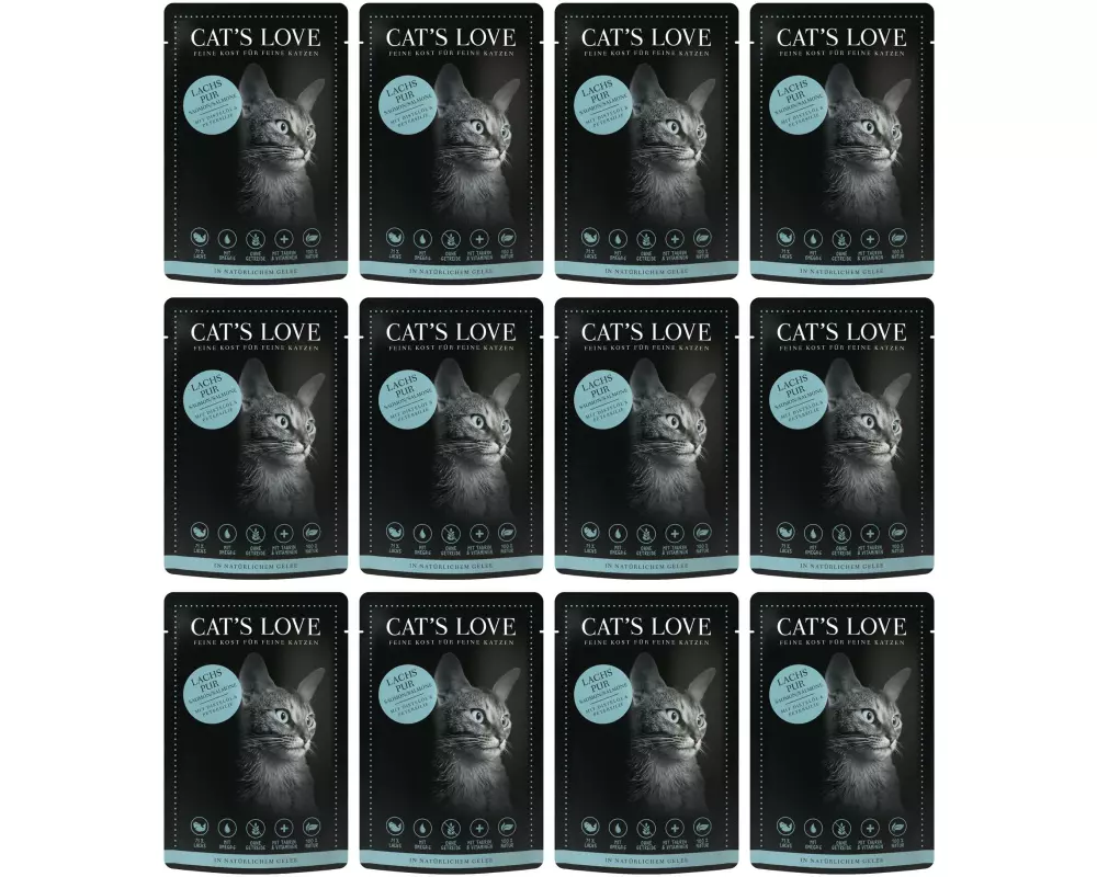 Cat's Love Nassfutter Adult Lachs, 12 x 85 g