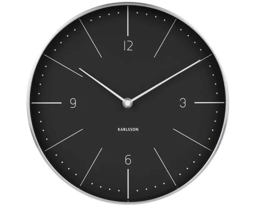KARLSSON Wanduhr Normann Numbers Ø 27.5 cm, Schwarz/Silber