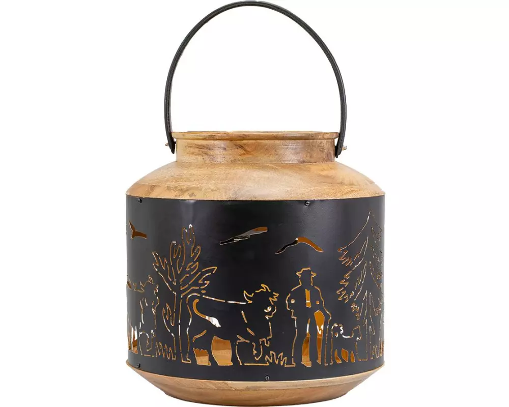 Kadastar Laterne Alpaufzug Familie 37 cm, Braun/Schwarz