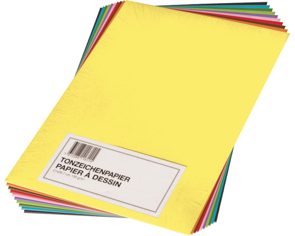 PAPYRUS Tonzeichenpapier A4 88299999 130g, farbig ass. 100 Blatt