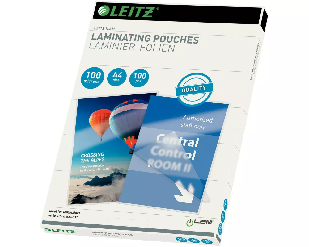 Leitz Laminierfolie A4, 100 µm, 100 Stück, Glänzend