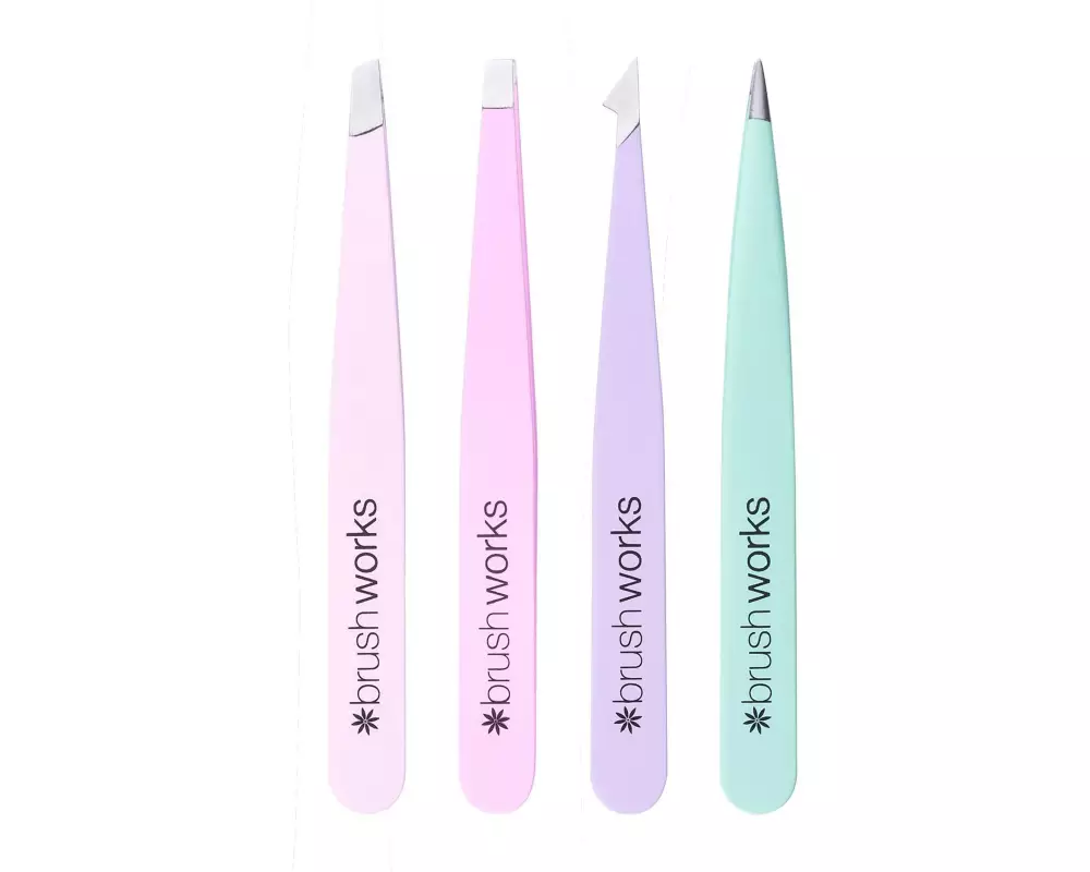 Brushworks Combination Tweezer Set Pastell, 4-tlg., Edelstahl